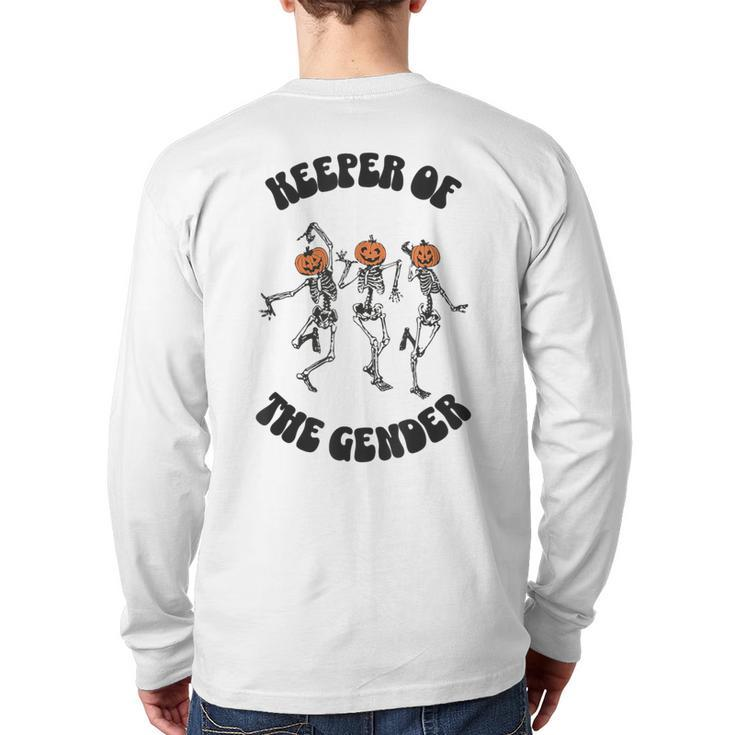 Keeper Of The Gender Dancing Skeleton Halloween Pumpkin Back Print Long Sleeve T-shirt