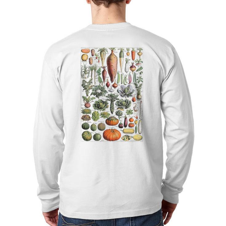 Kitchen Vegetable Identification Reference Chart Botanical Back Print Long Sleeve T-shirt