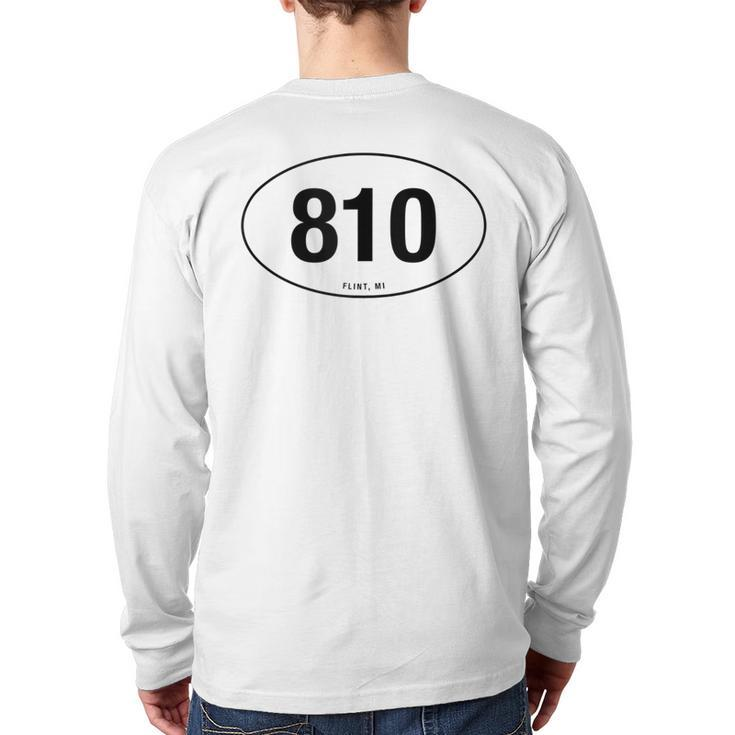 Michigan Area Code 810 Oval State Pride Back Print Long Sleeve T-shirt