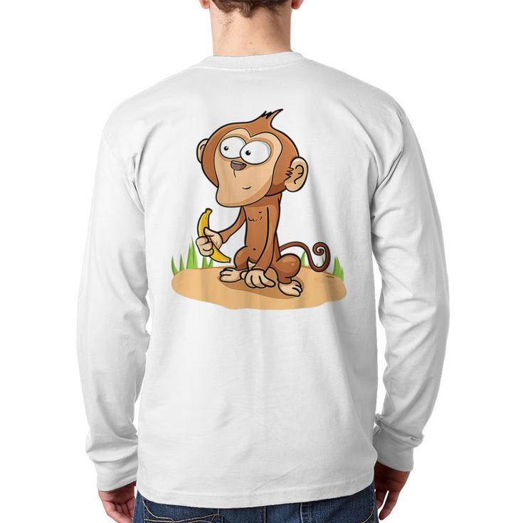 Monkey Grivet Rhesus Macaque Crab-Eating Macaque Back Print Long Sleeve T-shirt