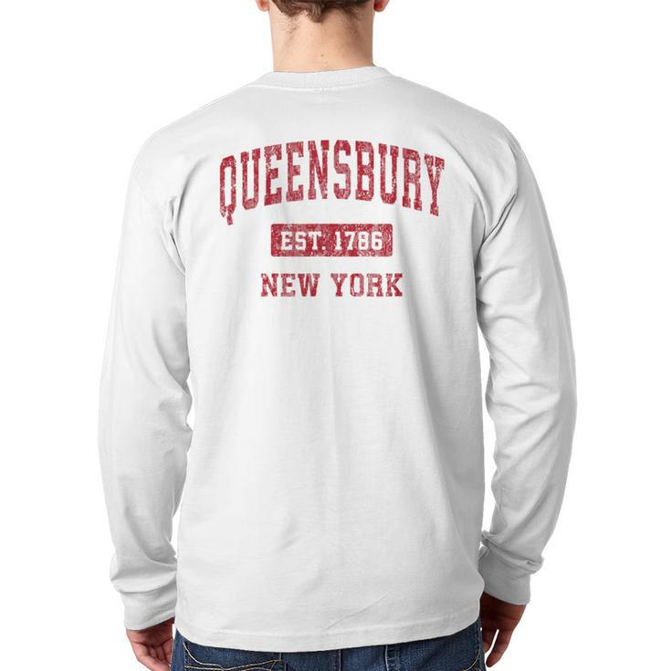 Queensbury New York Ny Vintage Sports Red Back Print Long Sleeve T-shirt