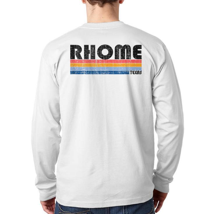 Rhome Tx Hometown Pride Retro 70S 80S Style Back Print Long Sleeve T-shirt