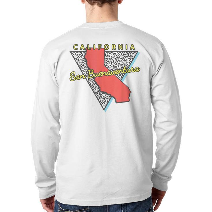 San Buenaventura California Retro Triangle Ca City Back Print Long Sleeve T-shirt