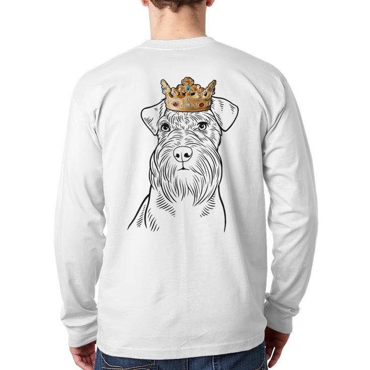 Schnauzer Dog Wearing Crown Back Print Long Sleeve T-shirt