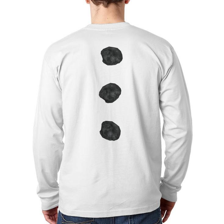 Snowman Costume Three Black Buttons On White Back Print Long Sleeve T-shirt