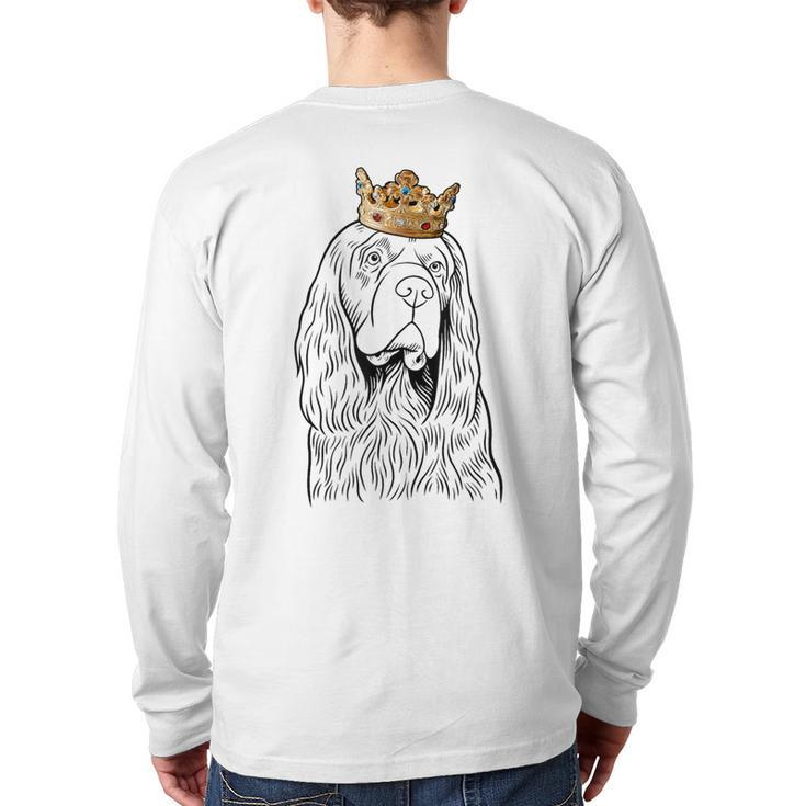 Sussex Spaniel Dog Wearing Crown Back Print Long Sleeve T-shirt