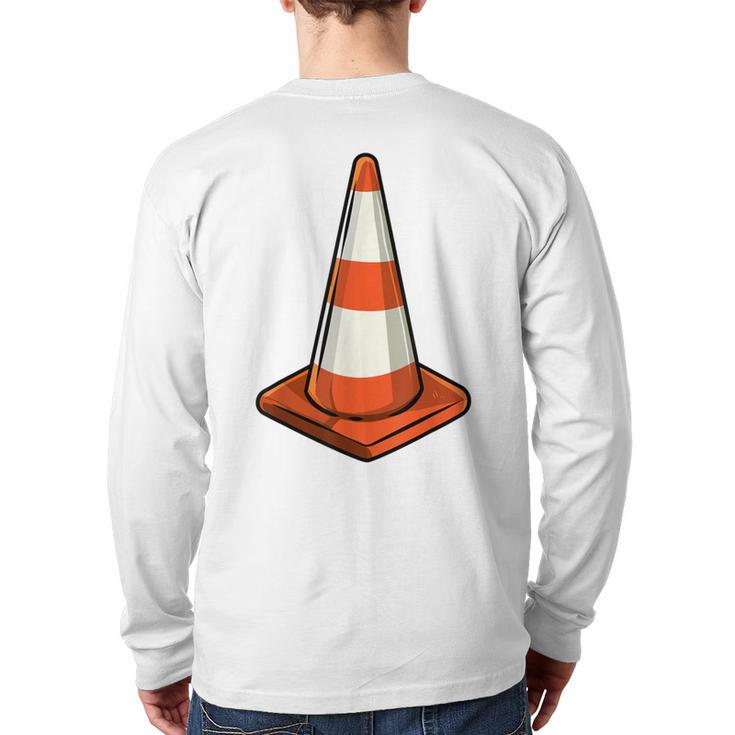 Traffic Cone Lazy Halloween Costume Easy Last Minute Back Print Long Sleeve T-shirt