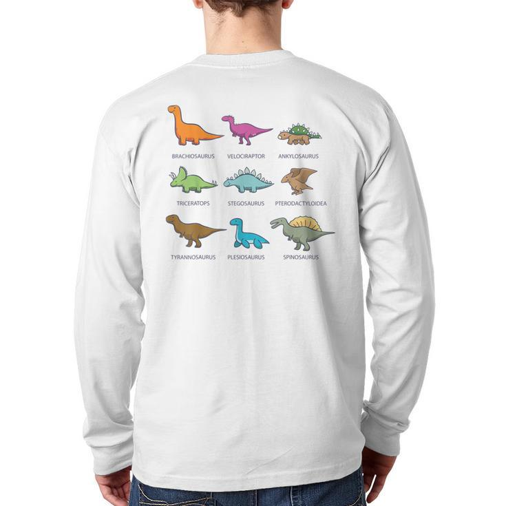 Types Of Dinosaurs Educational Back Print Long Sleeve T-shirt
