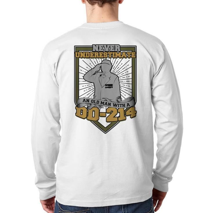 Never Underestimate An Old Man With A Dd-214 Air Force Back Print Long Sleeve T-shirt
