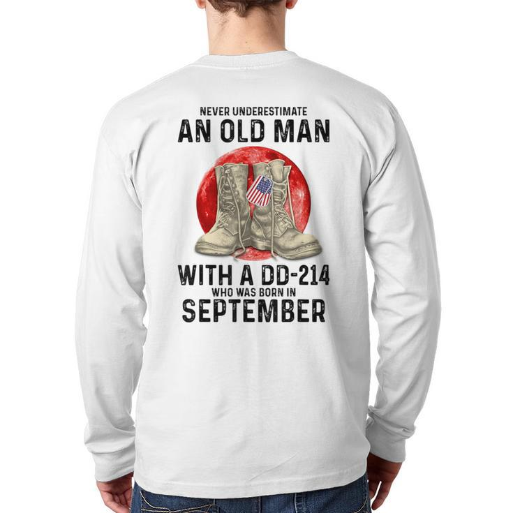 Never Underestimate An Old Man With A Dd 214 September Back Print Long Sleeve T-shirt