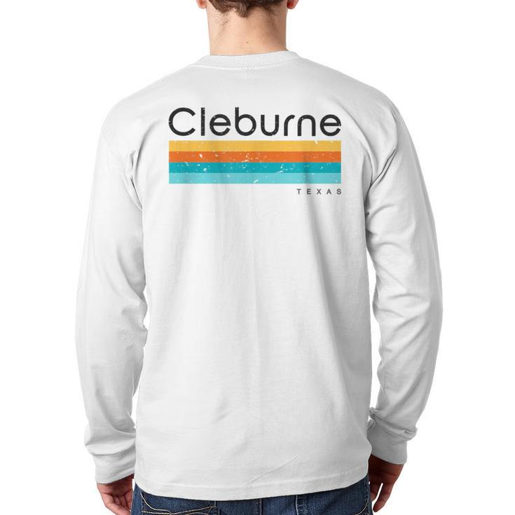Vintage Cleburne Tx Texas Usa Retro Back Print Long Sleeve T-shirt