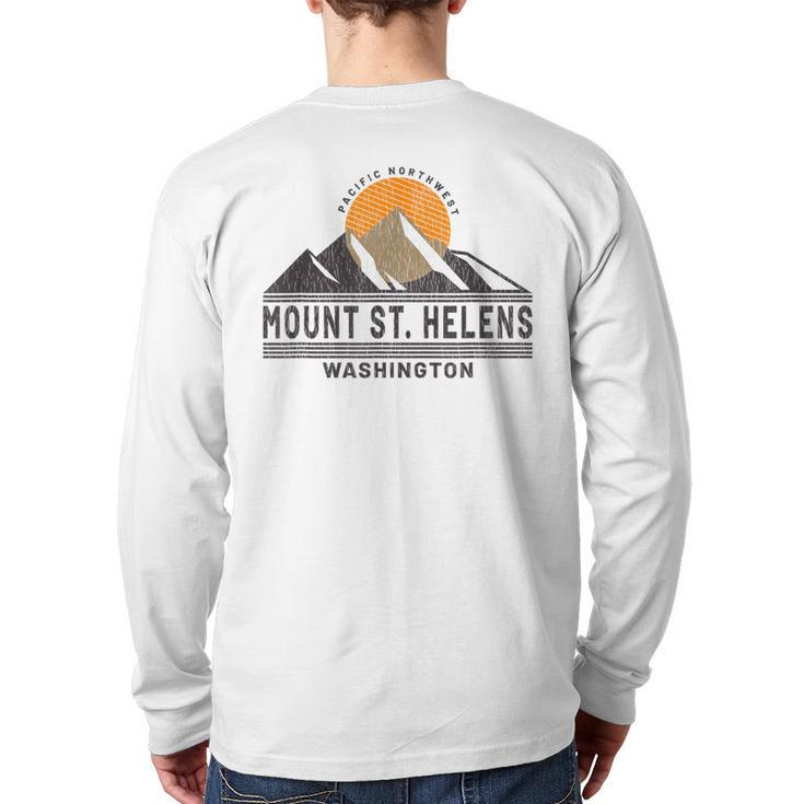 Vintage Mount St Helens Washington Mountain Souvenir Back Print Long Sleeve T-shirt