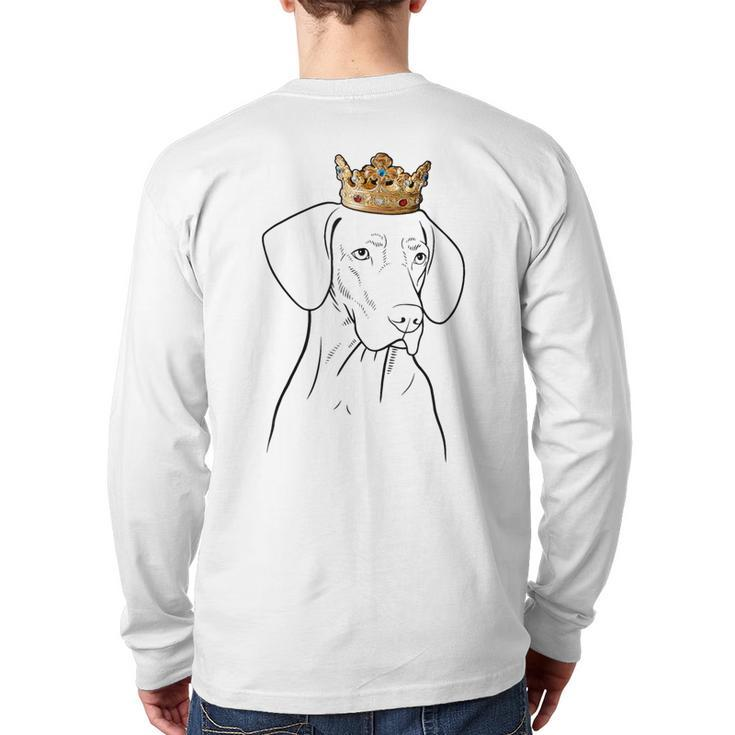 Vizsla Dog Wearing Crown Back Print Long Sleeve T-shirt