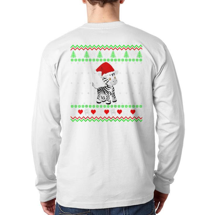 Zebra Ugly Christmas Sweater Back Print Long Sleeve T-shirt