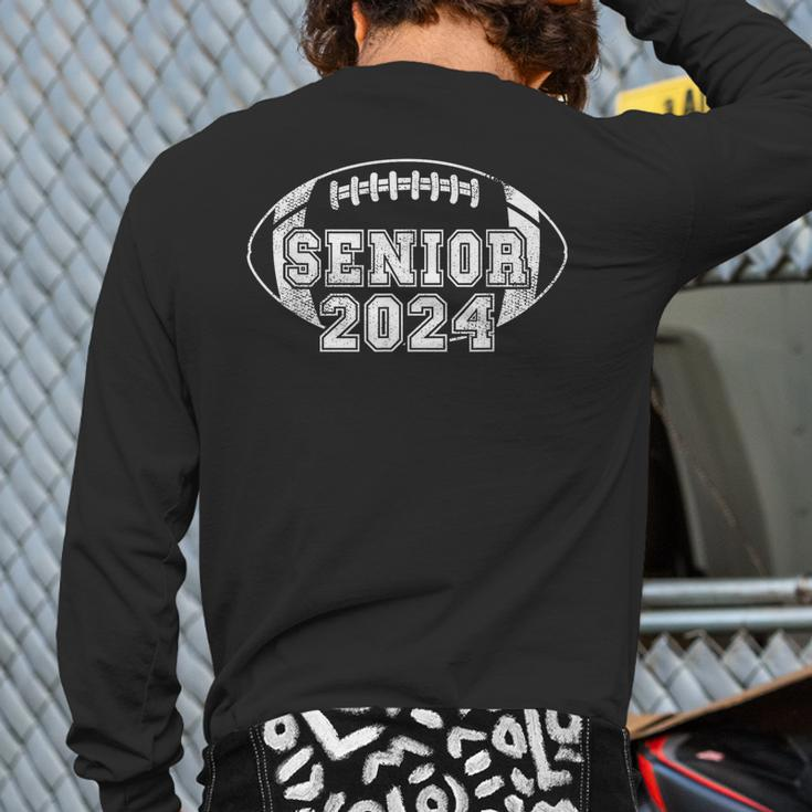 2024 Senior Football Player Class Of 2024 Grunge Senior Year Back Print Long Sleeve T-shirt