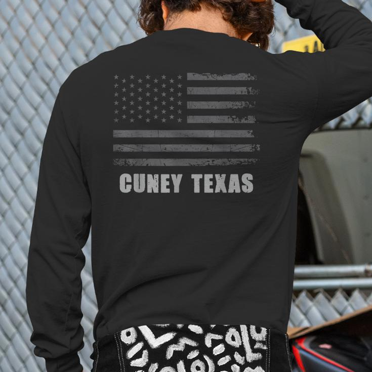American Flag Cuney Texas Usa Patriotic Souvenir Back Print Long Sleeve T-shirt