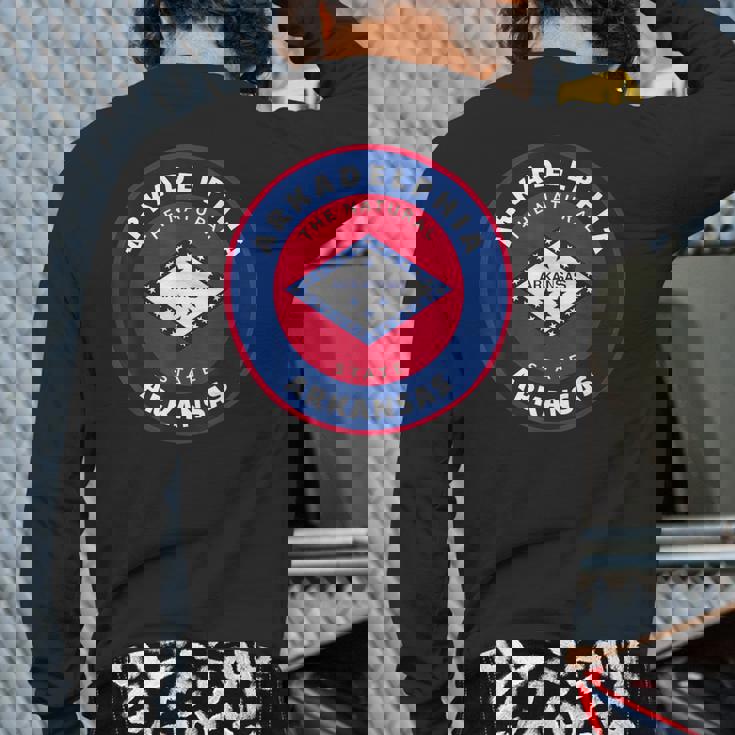 Arkadelphia Arkansas Ar Flag Badge Roundlet Souvenir Back Print Long Sleeve T-shirt Arkadelphia Arkansas Ar Flag Badge Roundlet Souvenir Back Print Long Sleeve T-shirt
