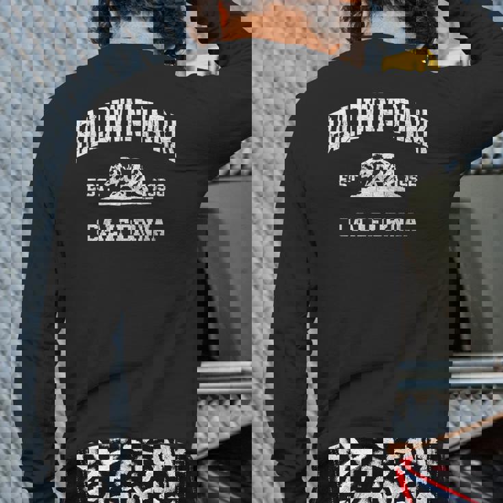 Baldwin Park California Ca Vintage State Athletic Style Back Print Long Sleeve T-shirt