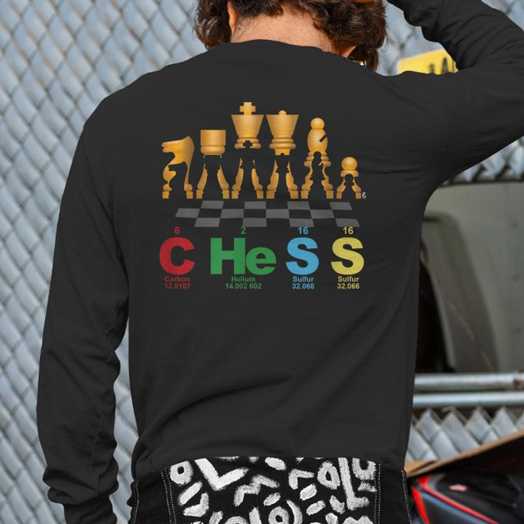 Chess Periodic Table Science Chessboard Back Print Long Sleeve T-shirt