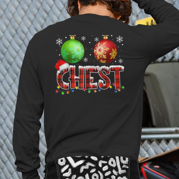 Chestnuts Matching Couples Christmas Lights Nuts Chest Back Print Long Sleeve T-shirt
