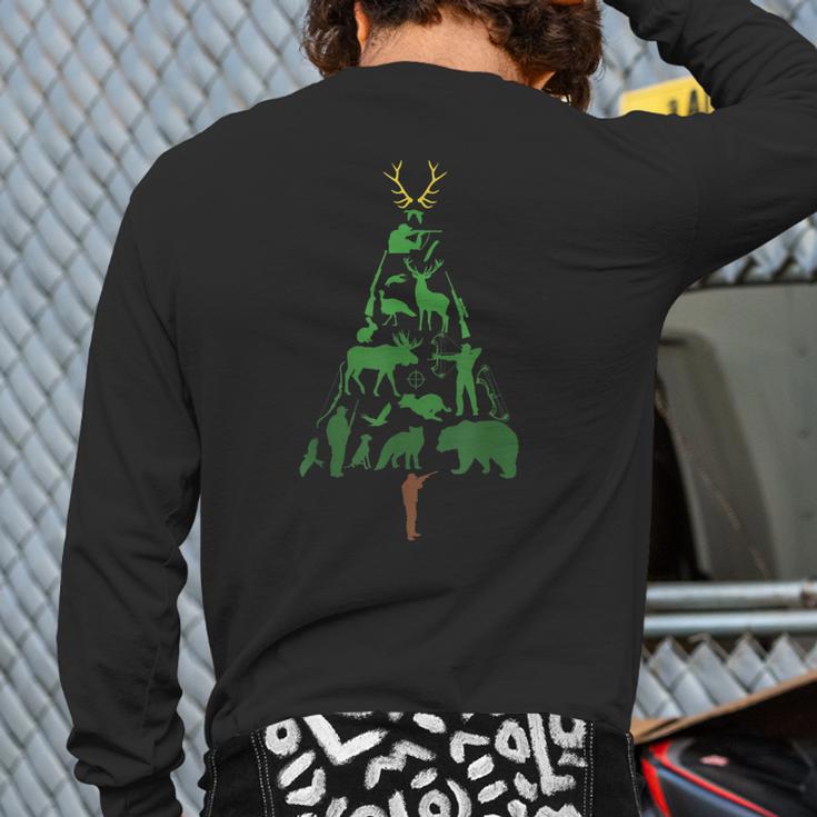 Christmas Tree Hunter Hunting Xmas Back Print Long Sleeve T-shirt