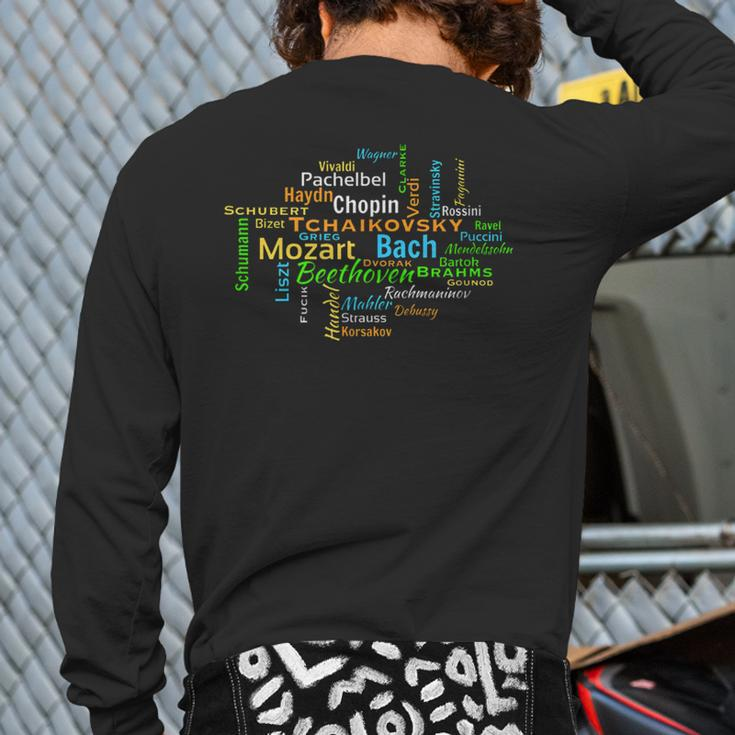 Classical Composers Word Cloud Music Lovers Back Print Long Sleeve T-shirt