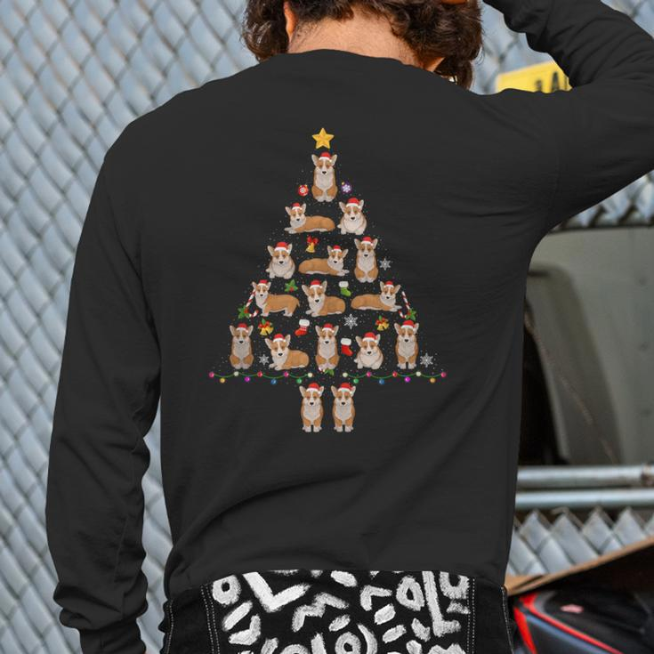 Corgi Dog Christmas Tree Ugly Christmas Sweater Back Print Long Sleeve T-shirt