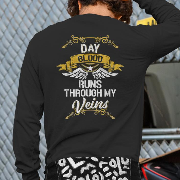 Day Blood Runs Through My Veins Back Print Long Sleeve T-shirt