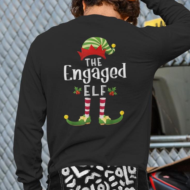 Engaged Christmas Elf Matching Pajama X-Mas Party Back Print Long Sleeve T-shirt