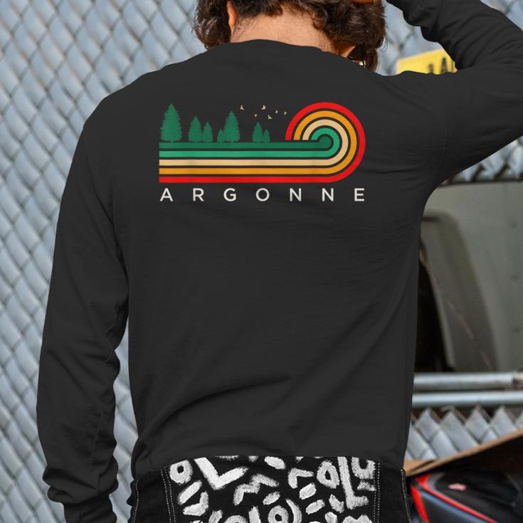 Evergreen Vintage Stripes Argonne Wisconsin Back Print Long Sleeve T-shirt