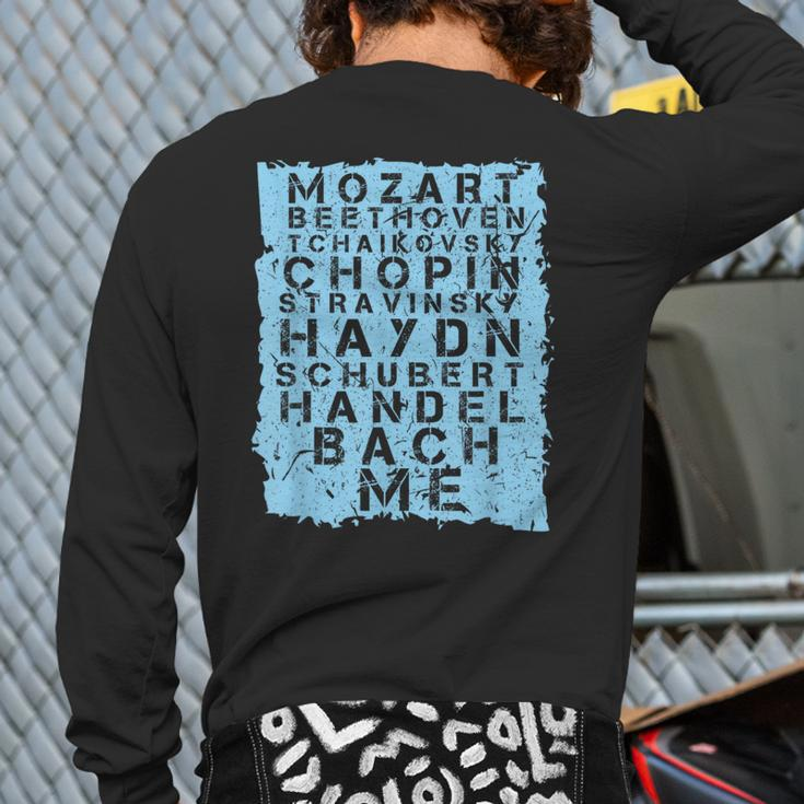 Famous Classical Music Composer Musician Mozart Back Print Long Sleeve T-shirt