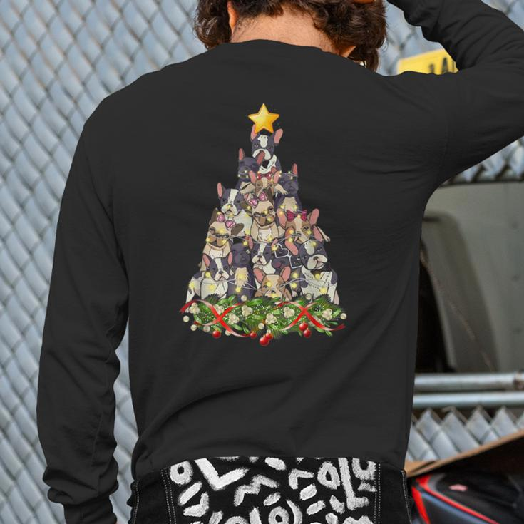 Christmas Tree French Bulldog Ugly Christmas Sweaters Back Print Long Sleeve T-shirt