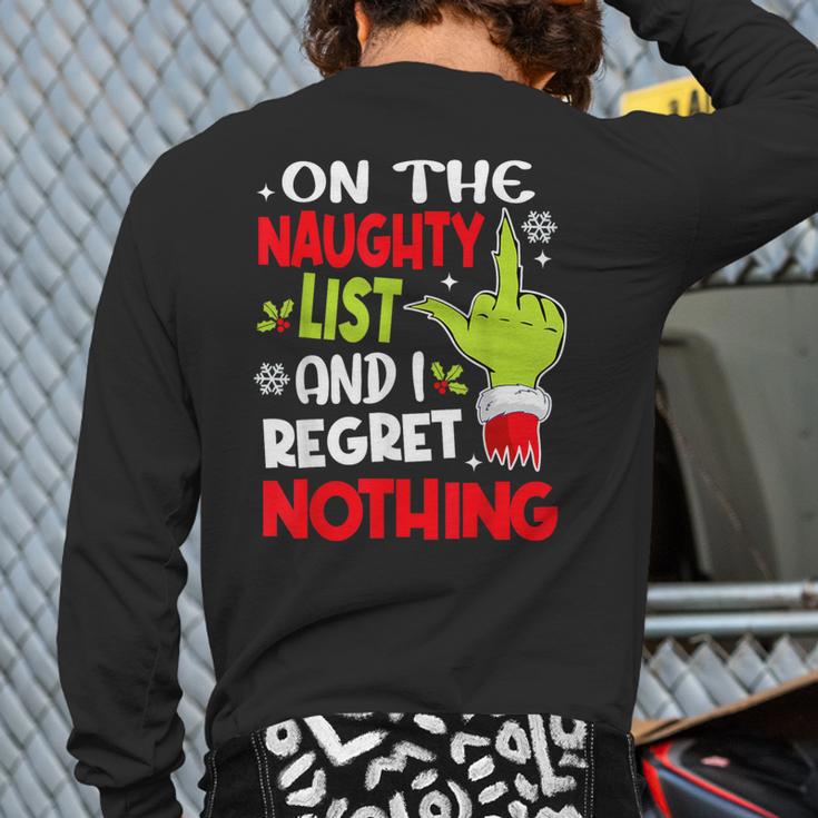 On The List Of Naughty And I Regret Nothing Christmas Back Print Long Sleeve T-shirt