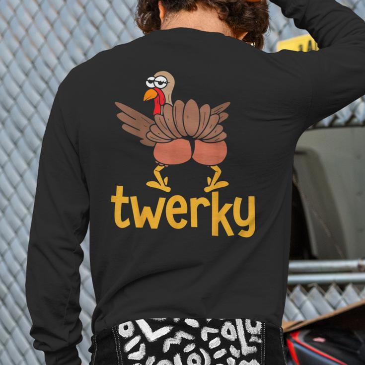 Thanksgiving Turkey Twerky Family Matching Youth Back Print Long Sleeve T-shirt