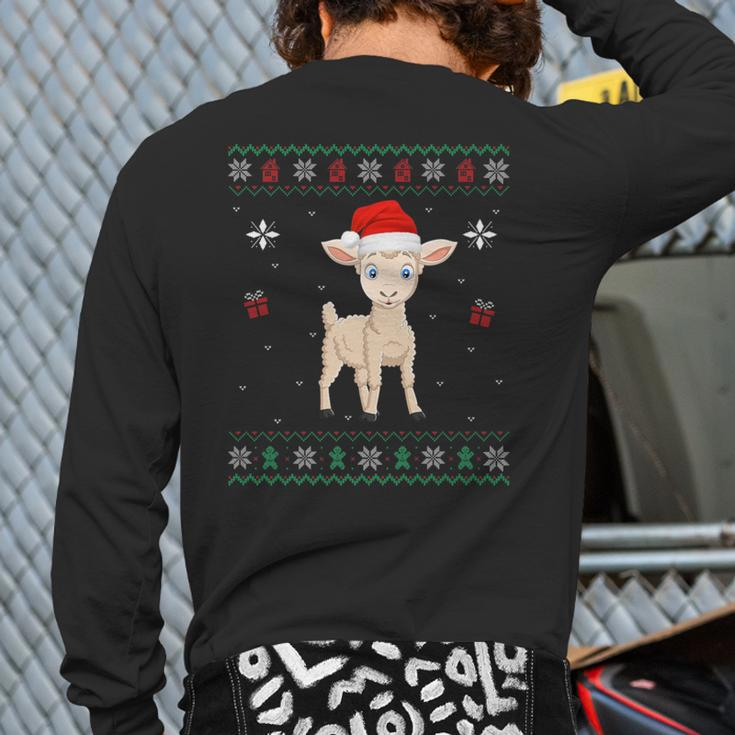 Ugly Xmas Sweater Style Matching Sheep Christmas Back Print Long Sleeve T-shirt