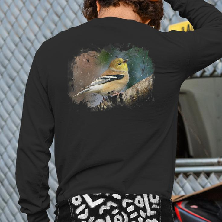 Goldfinch Bird For Nature Lovers Birder Back Print Long Sleeve T-shirt