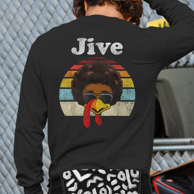 Jive Thanksgiving Turkey Day Face Vintage Retro Style Back Print Long Sleeve T-shirt