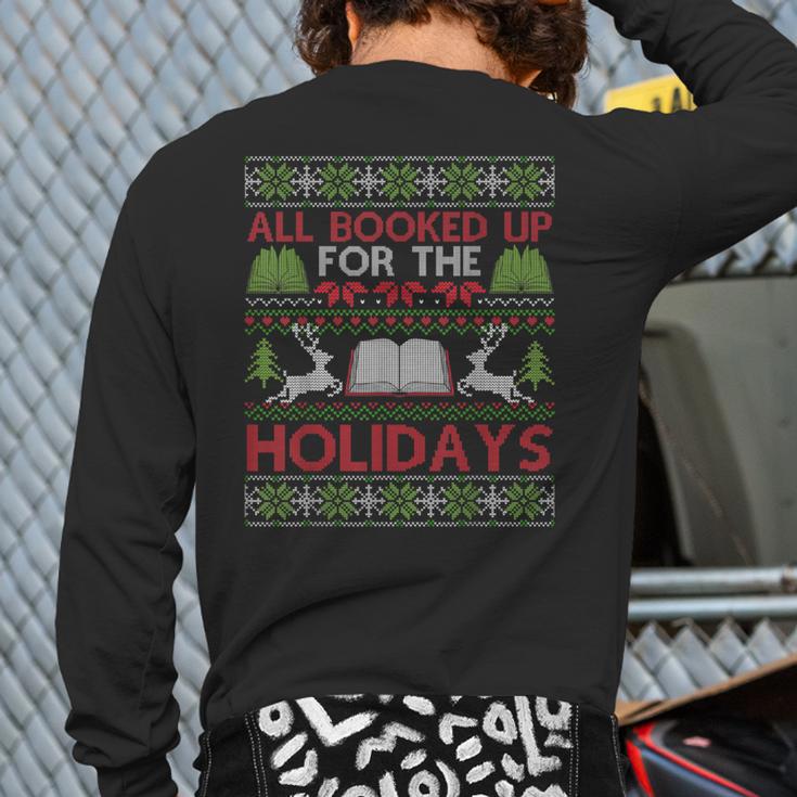 Librarian Ugly Christmas Book Lover Ugly Xmas Sweater Back Print Long Sleeve T-shirt