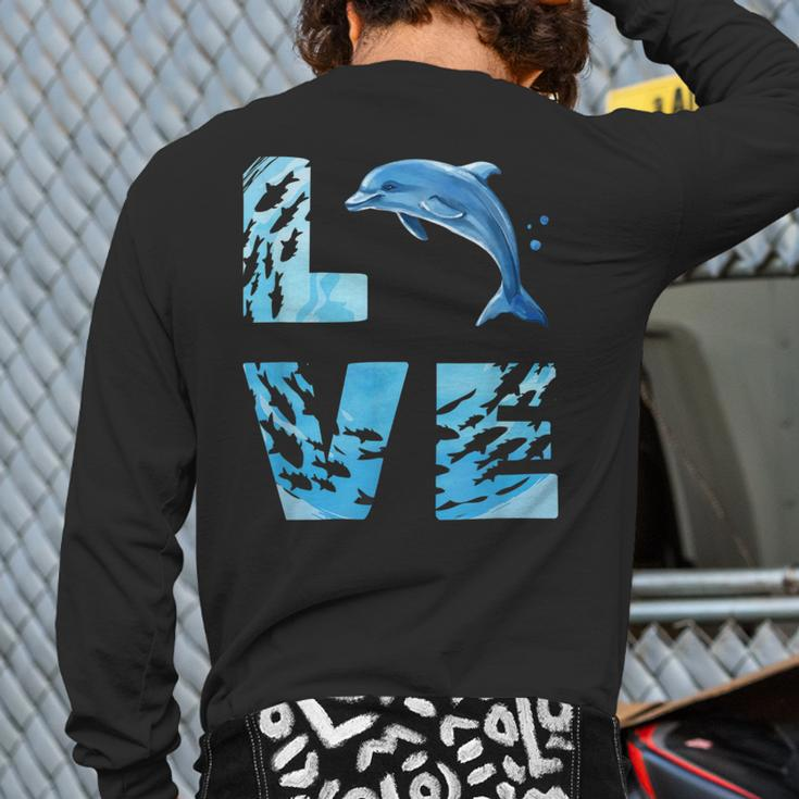 Love Bottlenose Dolphin Whale Sea Animals Marine Mammal Back Print Long Sleeve T-shirt