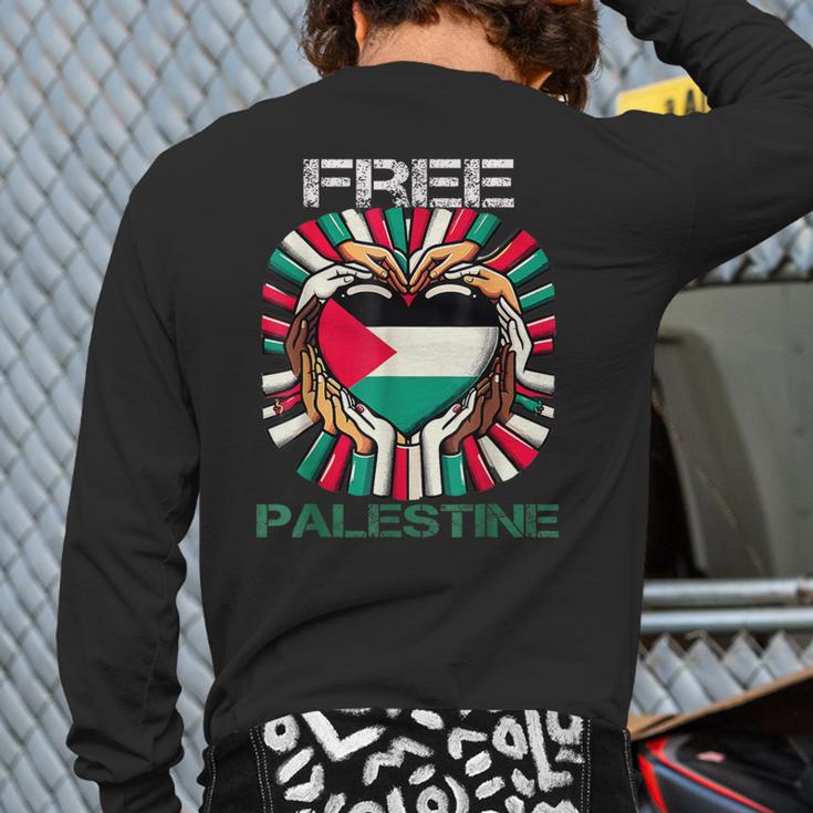 I Love Free Palestine Flag Save Gaza Strip Palestinian Back Print Long ...