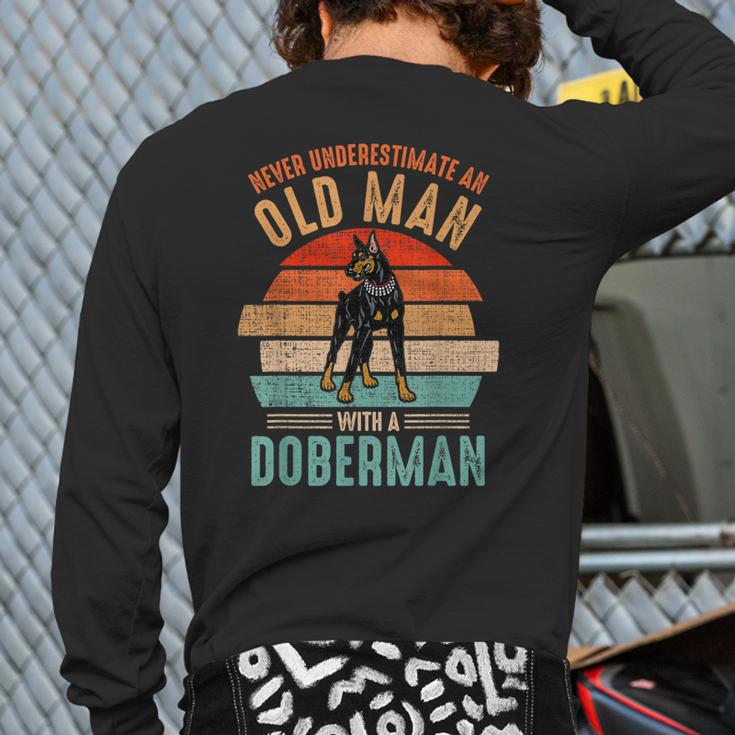 Mb Never Underestimate An Old Man With A Doberman Back Print Long Sleeve T-shirt