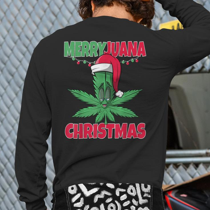 Merryjuana Christmas Marijuana Weed Christmas Back Print Long Sleeve T-shirt