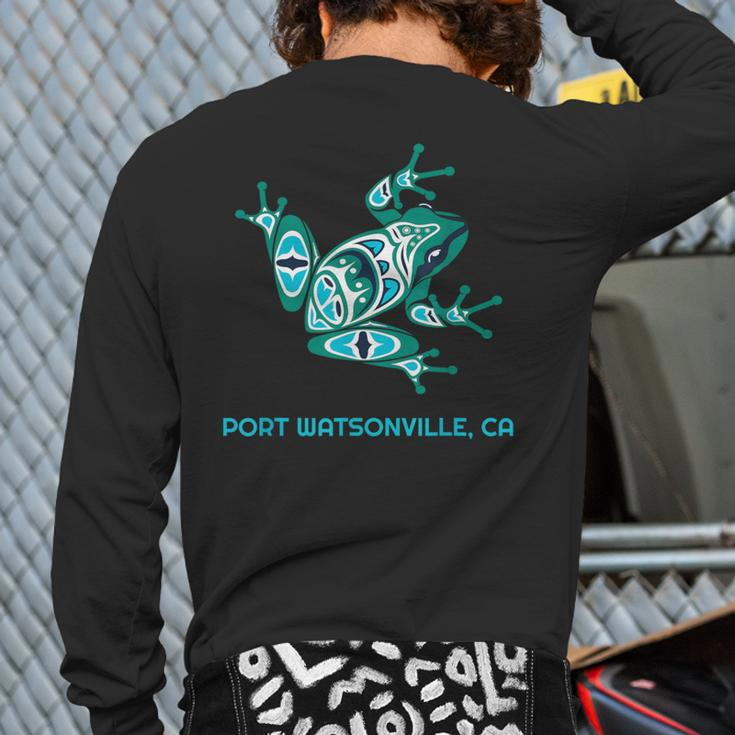 Port Watsonville Ca Frog Pacific Nw Native American Indian Back Print Long Sleeve T-shirt