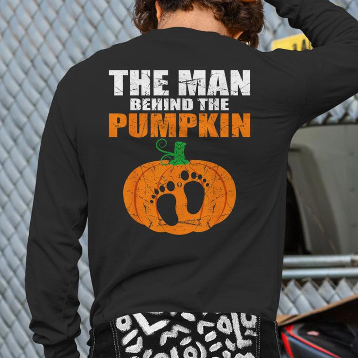 Pregnant Halloween Costume For Dad Expecting Lil Pumpkin Back Print Long Sleeve T-shirt