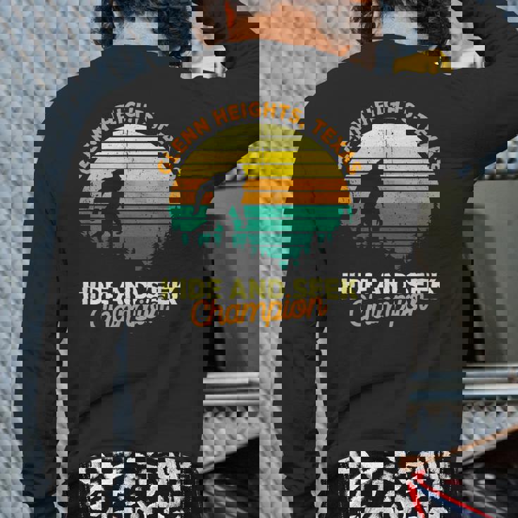 Retro Glenn Heights Texas Big Foot Souvenir Back Print Long Sleeve T-shirt