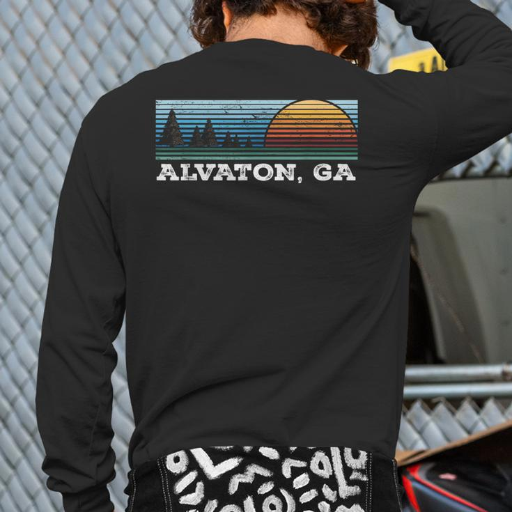 Retro Sunset Stripes Alvaton Georgia Back Print Long Sleeve T-shirt