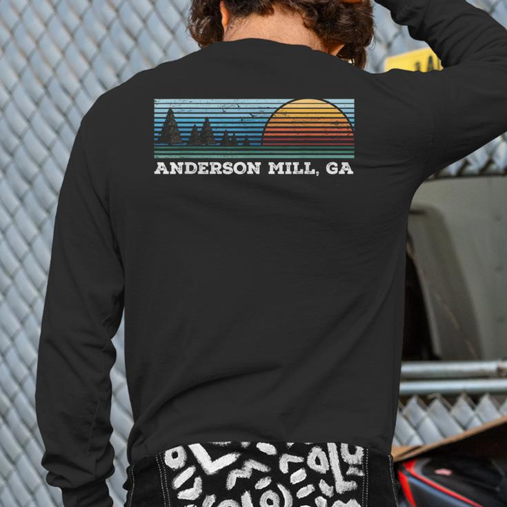 Retro Sunset Stripes Anderson Mill Georgia Back Print Long Sleeve T-shirt