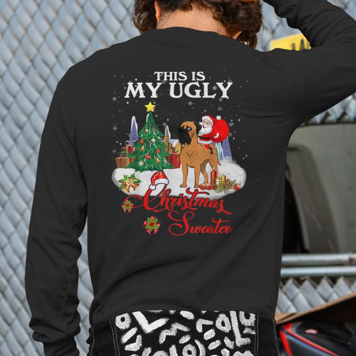Santa Riding Bullmastiff This Is My Ugly Christmas Sweater Back Print Long Sleeve T-shirt