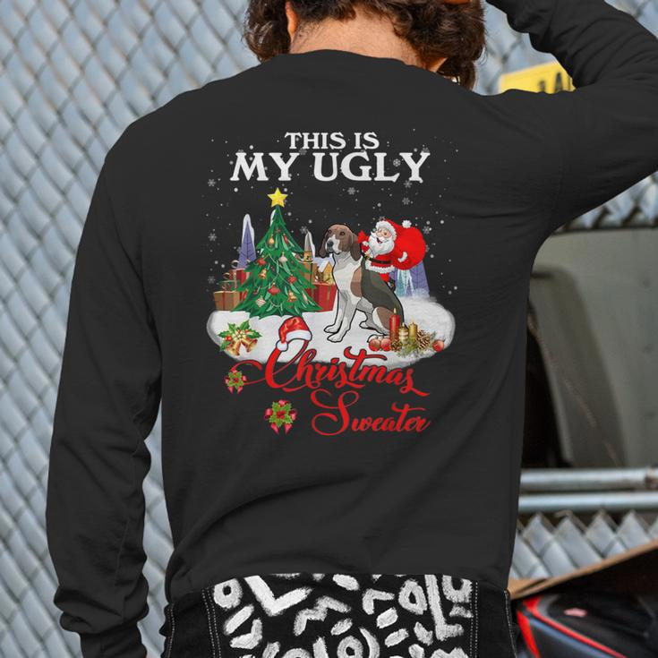 Santa Riding Coonhound This Is My Ugly Christmas Sweater Back Print Long Sleeve T-shirt
