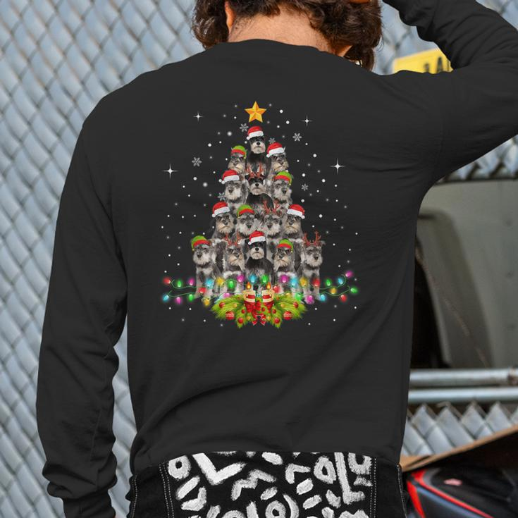 Schnauzer Dogs Tree Christmas Sweater Xmas Pet Animal Dog Back Print Long Sleeve T-shirt